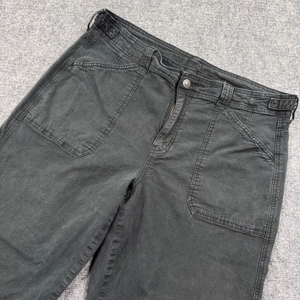 American Eagle StovePipe Wide Leg Cargo Pants Womens Medium Black Washed